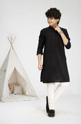 BLACK BLENDED EMBROIDERED KURTA
