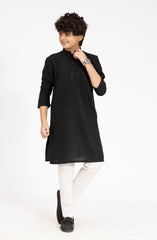 BLACK BLENDED EMBROIDERED KURTA