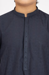 NAVY BLENDED EMBROIDERED KURTA