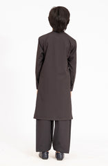 DARK GREY EMBROIDERED BLENDED KAMEEZ SHALWAR