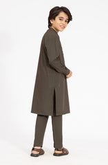 OLIVE-GREEN BLENDED KURTA PYJAMA