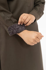 OLIVE-GREEN BLENDED KURTA PYJAMA