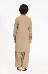 KHAKI BLENDED EMBROIDERED KAMEEZ SHALWAR