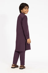 BURGUNDY BLENDED KURTA PYJAMA