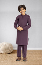 BURGUNDY BLENDED KURTA PYJAMA
