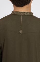 OLIVE EMBROIDERED BLENDED KAMEEZ SHALWAR