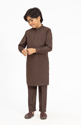 CHOCOLATE BROWN BLENDED KURTA PYJAMA