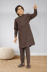 CHOCOLATE BROWN BLENDED KURTA PYJAMA