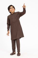 CHOCOLATE BROWN BLENDED KURTA PYJAMA