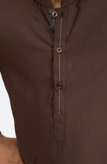 CHOCOLATE BROWN BLENDED KURTA PYJAMA