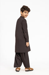 CHOCOLATE-BROWN EMBROIDERED BLENDED KAMEEZ SHALWAR
