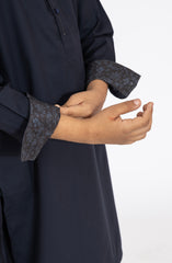 NAVY BLENDED KURTA PYJAMA