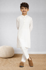 OFF-WHITE BLENDED KURTA PYJAMA