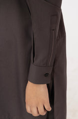 DARK-GREY BLENDED KURTA PYJAMA