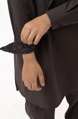 DARK-GREY BLENDED KURTA PYJAMA