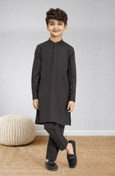 DARK-GREY BLENDED KURTA PYJAMA