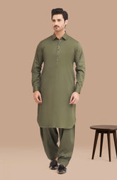FOREST-GREEN 100% COTTON KAMEEZ SHALWAR