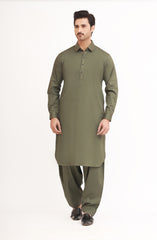 FOREST-GREEN 100% COTTON KAMEEZ SHALWAR