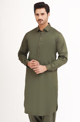 FOREST-GREEN 100% COTTON KAMEEZ SHALWAR