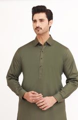FOREST-GREEN 100% COTTON KAMEEZ SHALWAR