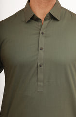 FOREST-GREEN 100% COTTON KAMEEZ SHALWAR
