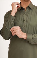 FOREST-GREEN 100% COTTON KAMEEZ SHALWAR