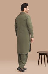 FOREST-GREEN 100% COTTON KAMEEZ SHALWAR