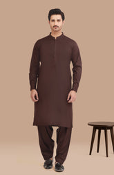 CHOCOLATE-BROWN 100% COTTON KAMEEZ SHALWAR