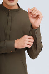 OLIVE-GREEN BLENDED KAMEEZ SHALWAR