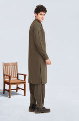OLIVE-GREEN BLENDED KAMEEZ SHALWAR