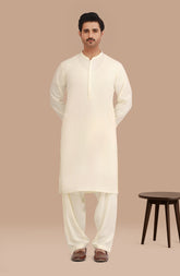 CREAM BLENDED EMBROIDERED KAMEEZ SHALWAR
