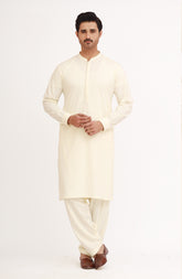 CREAM BLENDED EMBROIDERED KAMEEZ SHALWAR