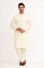 CREAM BLENDED EMBROIDERED KAMEEZ SHALWAR