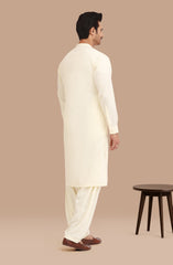 CREAM BLENDED EMBROIDERED KAMEEZ SHALWAR