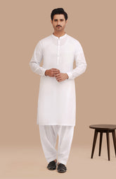WHITE 100% COTTON KAMEEZ SHALWAR