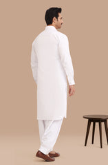 WHITE BLENDED KAMEEZ SHALWAR