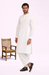 WHITE 100% COTTON KAMEEZ SHALWAR