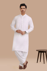 WHITE BLENDED KAMEEZ SHALWAR