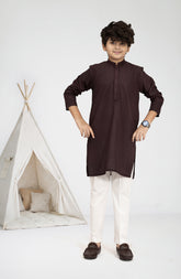 MAROON BLENDED EMBROIDERED KURTA