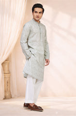 PASTEL-GREY 100% COTTON PRINTED KURTA