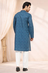 INK-BLUE 100% COTTON PRINTED KURTA
