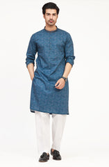 INK-BLUE 100% COTTON PRINTED KURTA