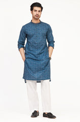 INK-BLUE 100% COTTON PRINTED KURTA