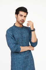 INK-BLUE 100% COTTON PRINTED KURTA
