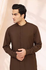 KHAKI BLENDED EMBROIDERED KAMEEZ SHALWAR
