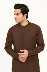 KHAKI BLENDED EMBROIDERED KAMEEZ SHALWAR