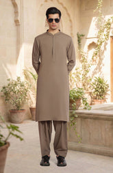 SOLDIER-GREEN BLENDED KAMEEZ SHALWAR