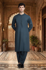 MIDNIGHT-BLUE BLENDED KAMEEZ SHALWAR