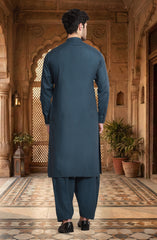 MIDNIGHT-BLUE BLENDED KAMEEZ SHALWAR