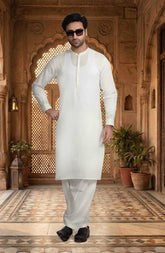 OFF WHITE 100% COTTON KAMEEZ SHALWAR